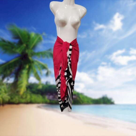 Cover Up Handpainted Cotton Batik Coverups Strapless Wrap Dress Home Accent - Picture 7 of 7